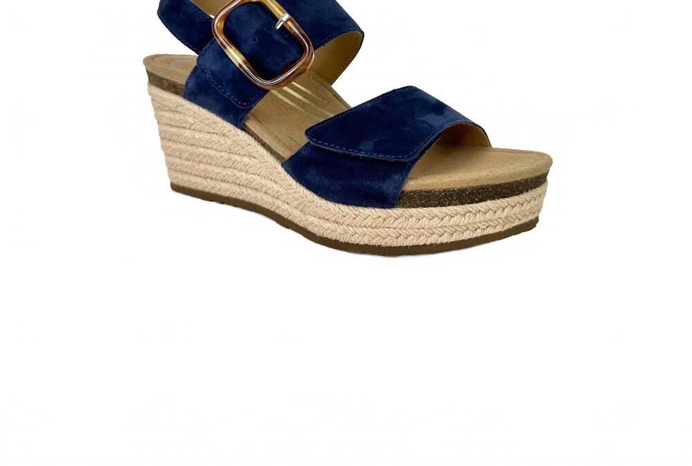 NEW AETREX women's ashley wedge sandal in navy